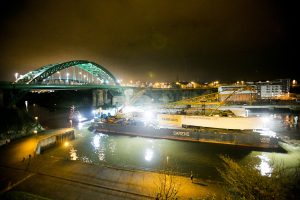 bridge centrepiece going under wearmouth bridge